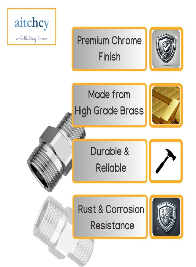 Aitchcy Brass 1/2 x 3/4 Hex Nipple | 3/4 Inch to 1/2 Inch Jointer Adapter Nipples for Connecting | Brass Reducer Nipple |1/2 to 3/4 Converter Adapter for Plumbing Applications (Pack of 1) - Image 4